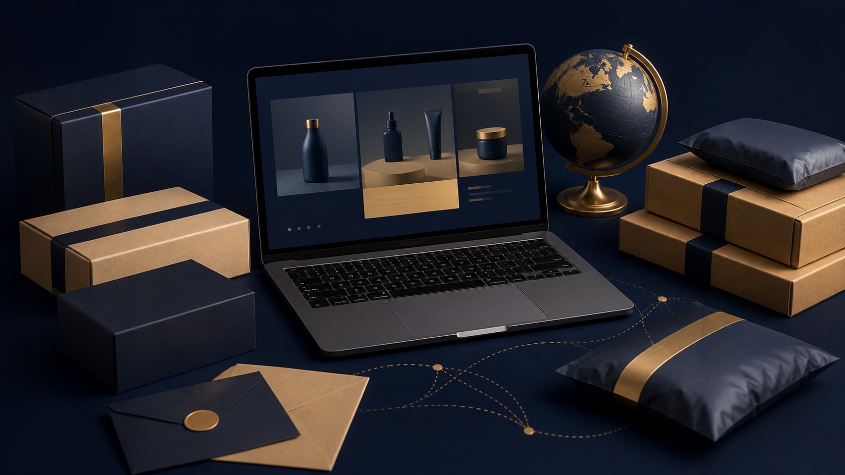 E-commerce and brand globalization illustration